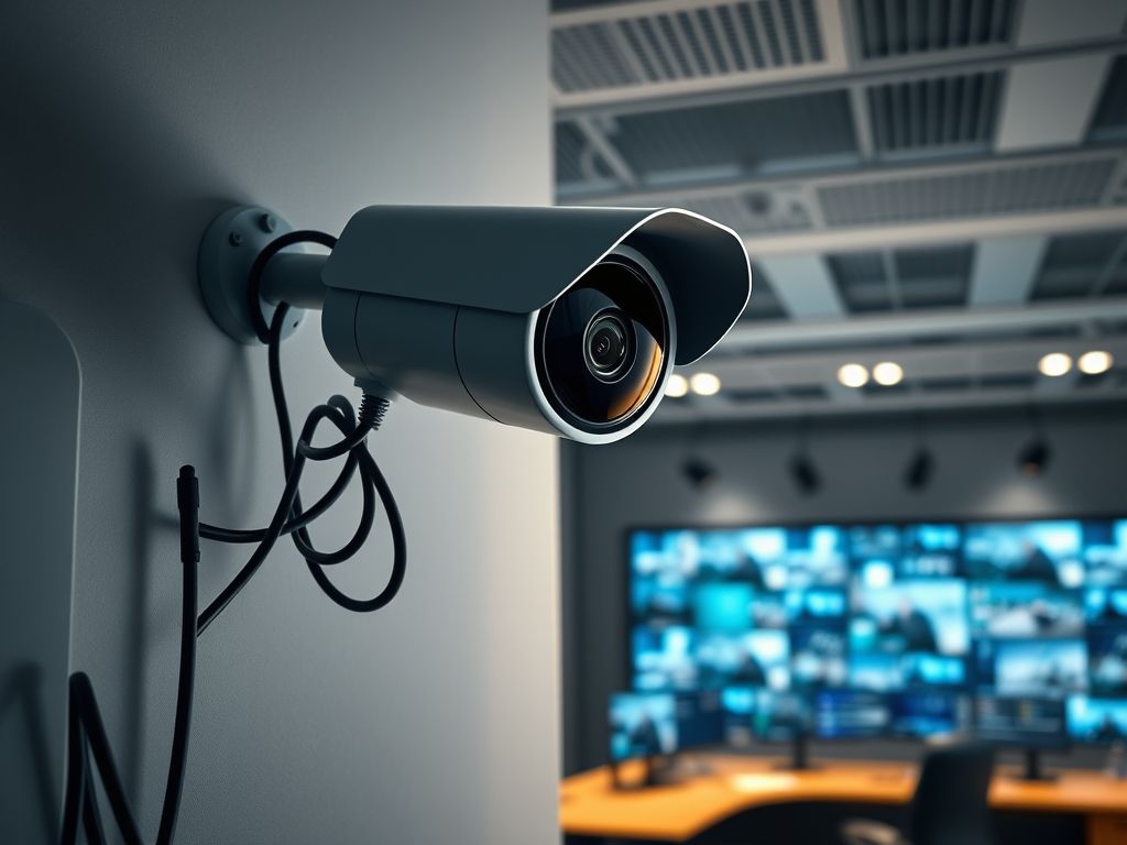 Câmera de segurança com conexão via cabo