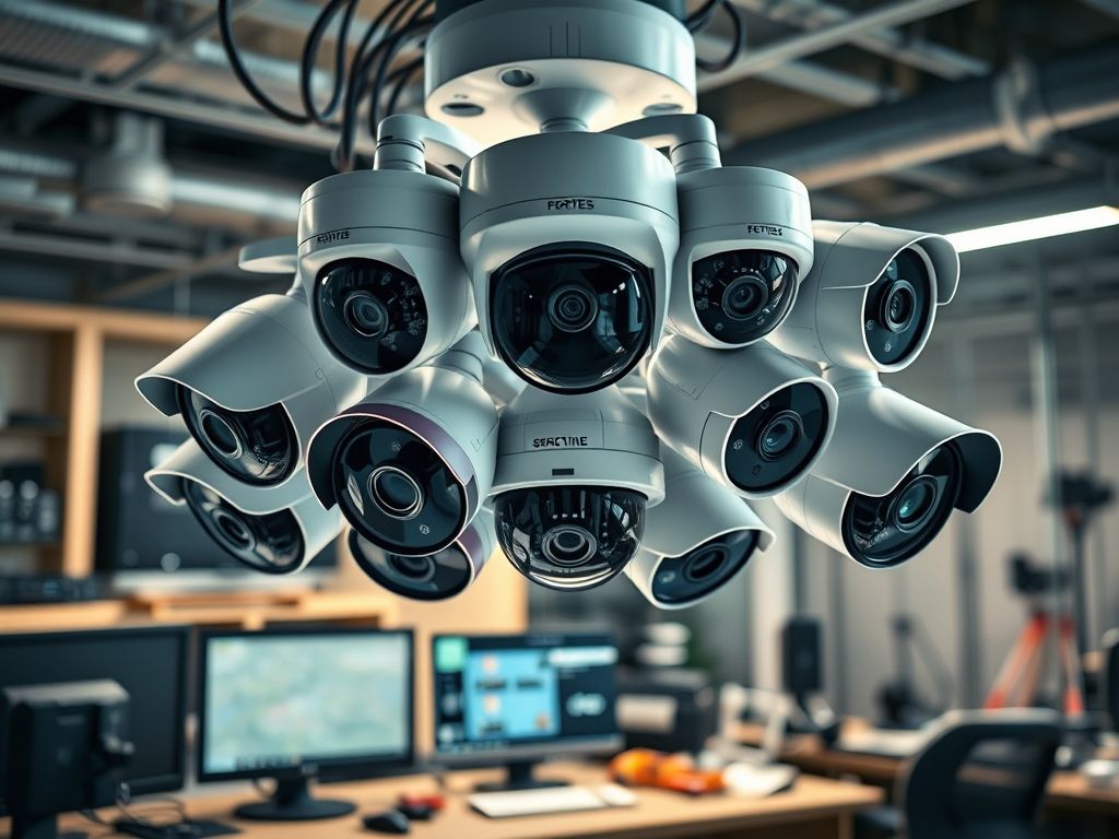 Câmeras de segurança com múltiplas lentes Câmeras de segurança com múltiplas lentes