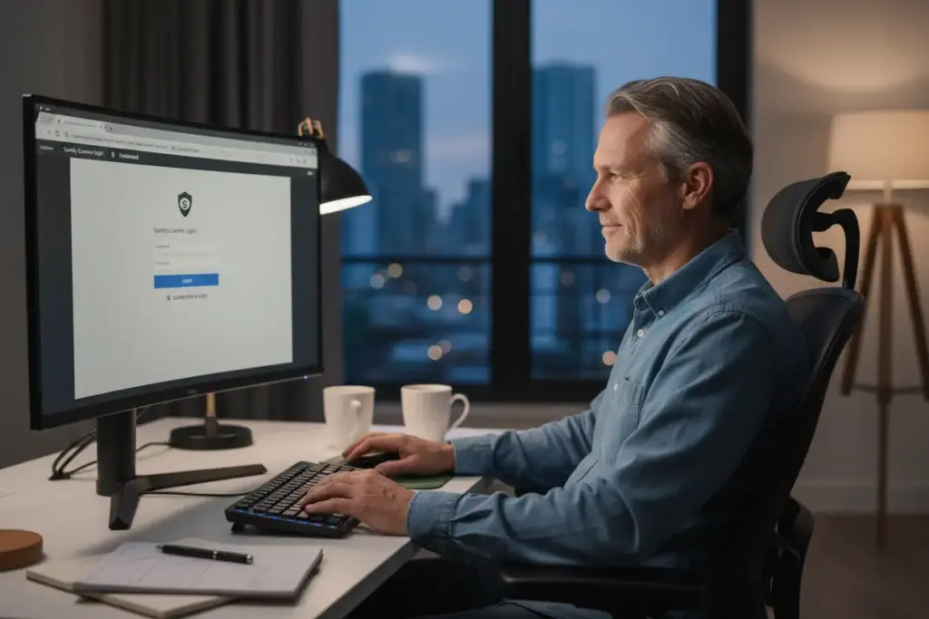 Interface de acesso a câmeras pelo navegador Chrome