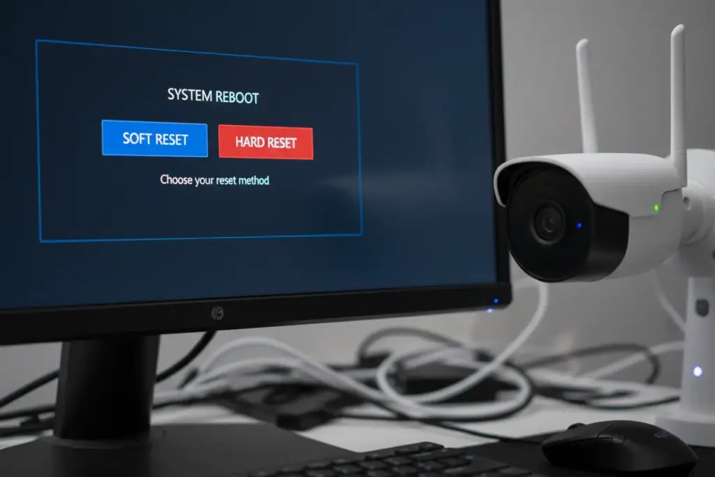Comparação entre Soft Reset e Hard Reset em câmeras de segurança
