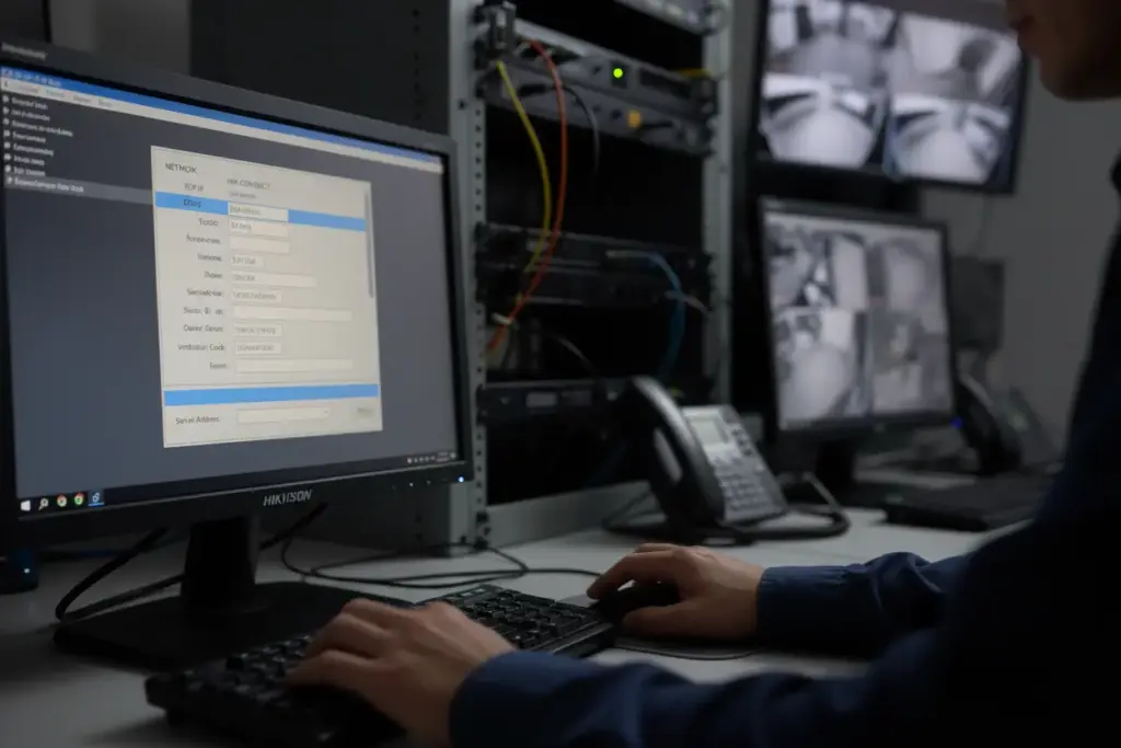 Menu de configuração de rede do DVR Hikvision