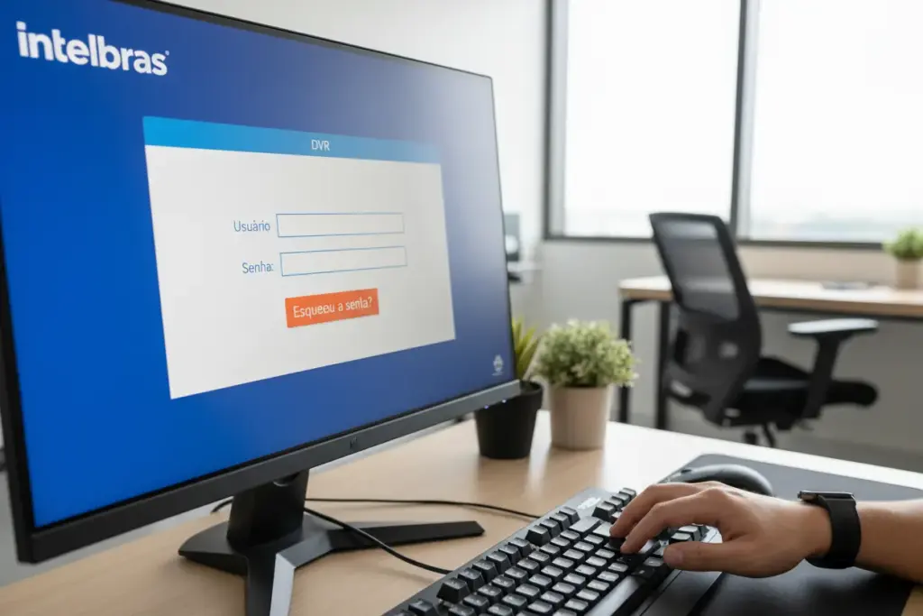 Tela de interface para reset de senha via software Intelbras