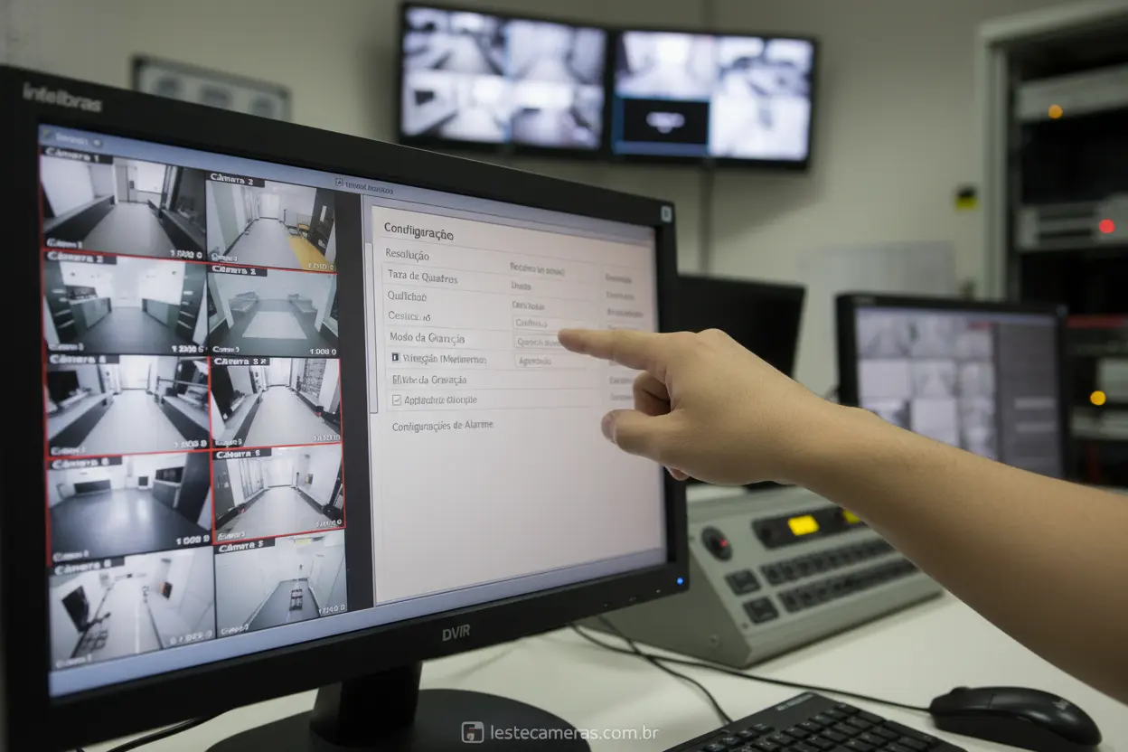 Tela de como configurar o dvr intelbras para câmeras e gravação.