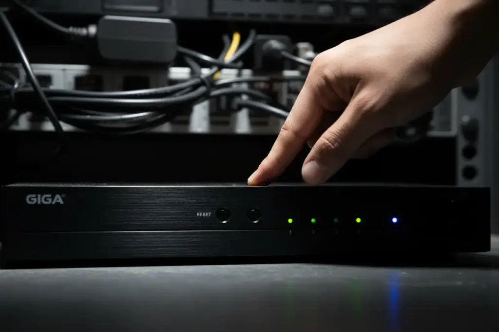 Como Resetar DVR Giga? Passo a Passo Completo para Você Resetar o DVR Giga Corretamente! 1 Localização do botão de reset físico no DVR Giga