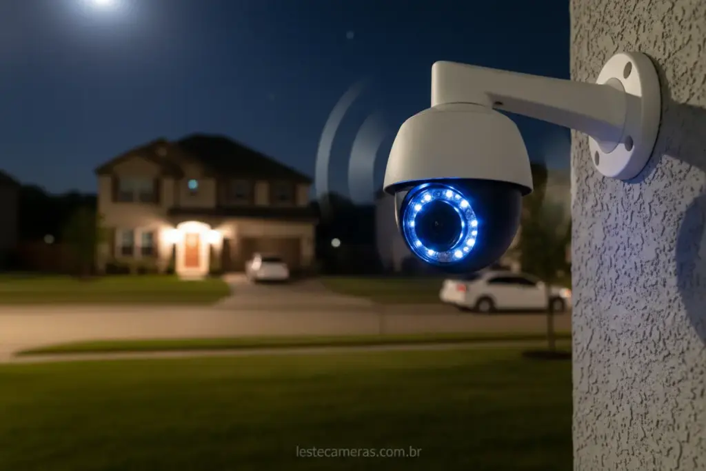 Câmera de segurança girando automaticamente