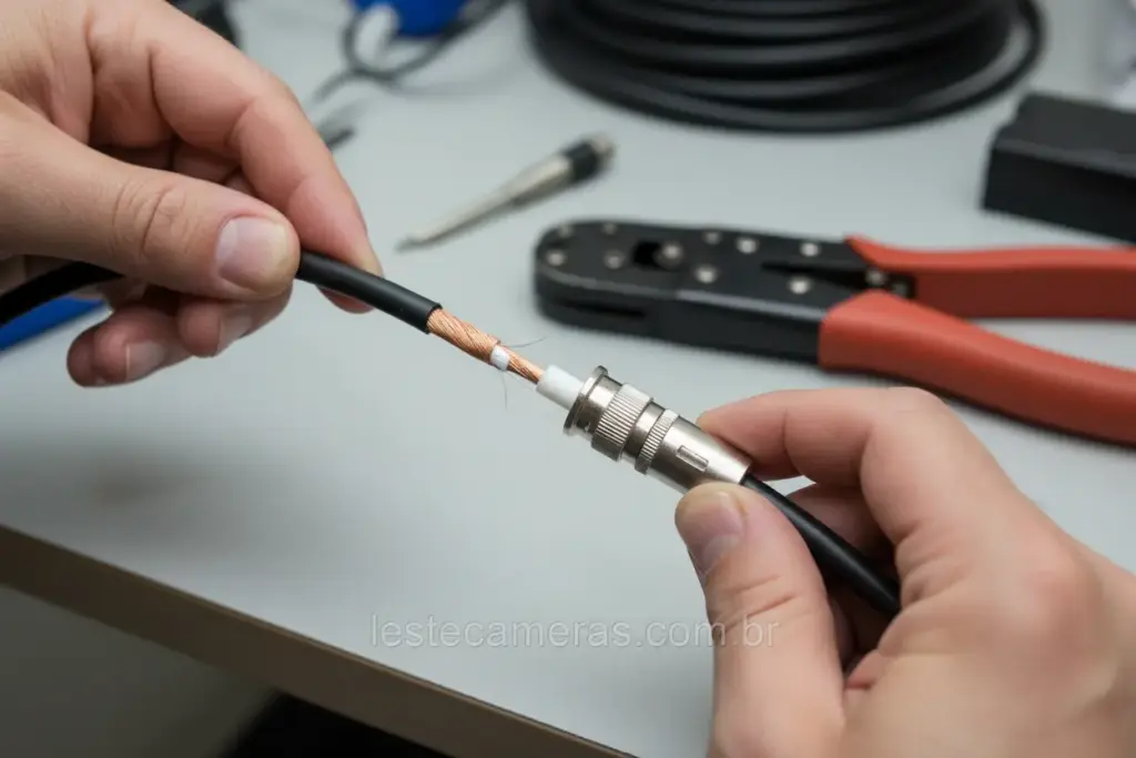 Câmera de segurança analógica: vale a pena em 2026? 1 Emenda de cabo coaxial para câmeras de segurança
