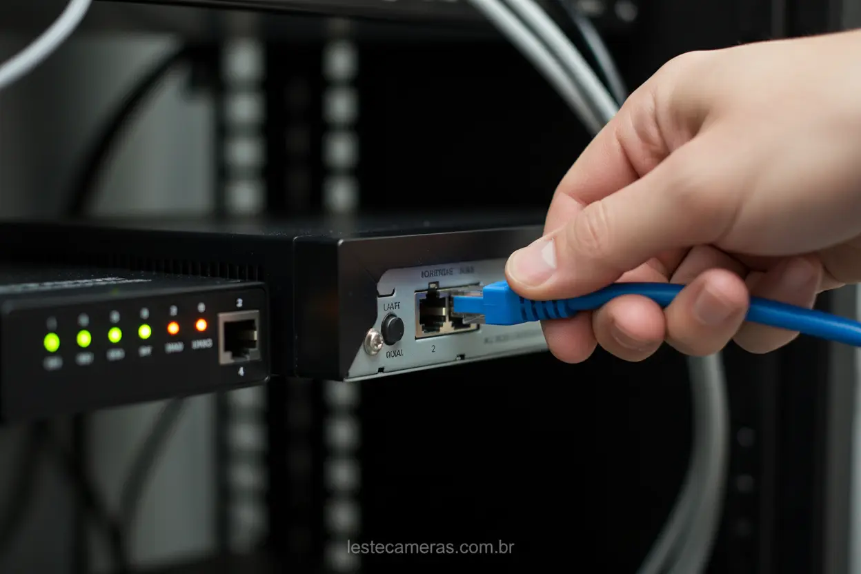 Conectando DVR à Rede Conectando cabo de rede ao DVR Tudo Forte.