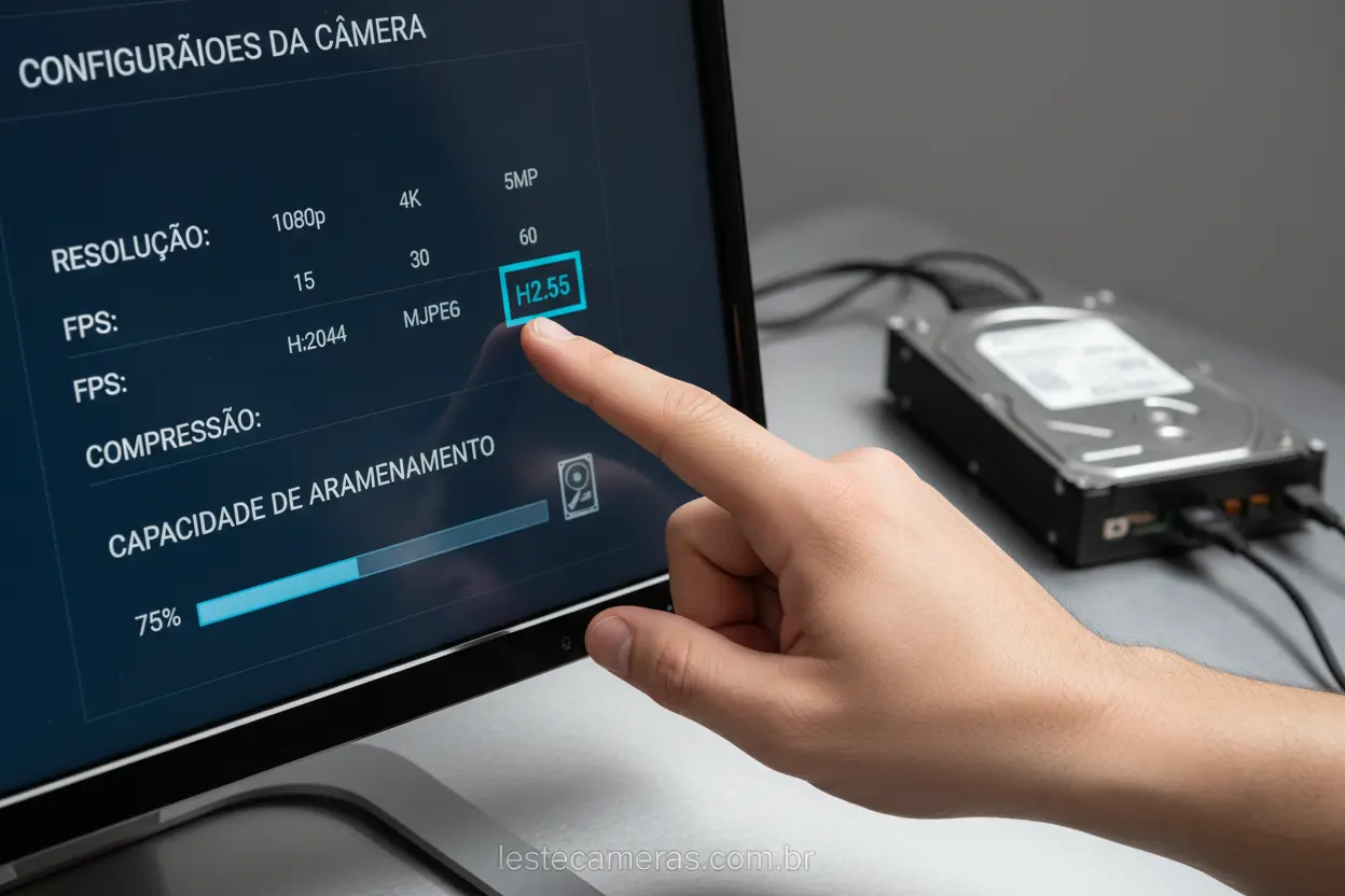 Fatores que afetam o tempo de gravação de câmeras de segurança.