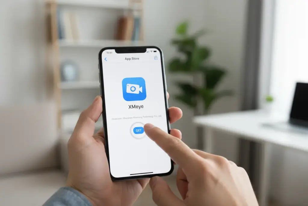 Processo de download do aplicativo XMeye no celular