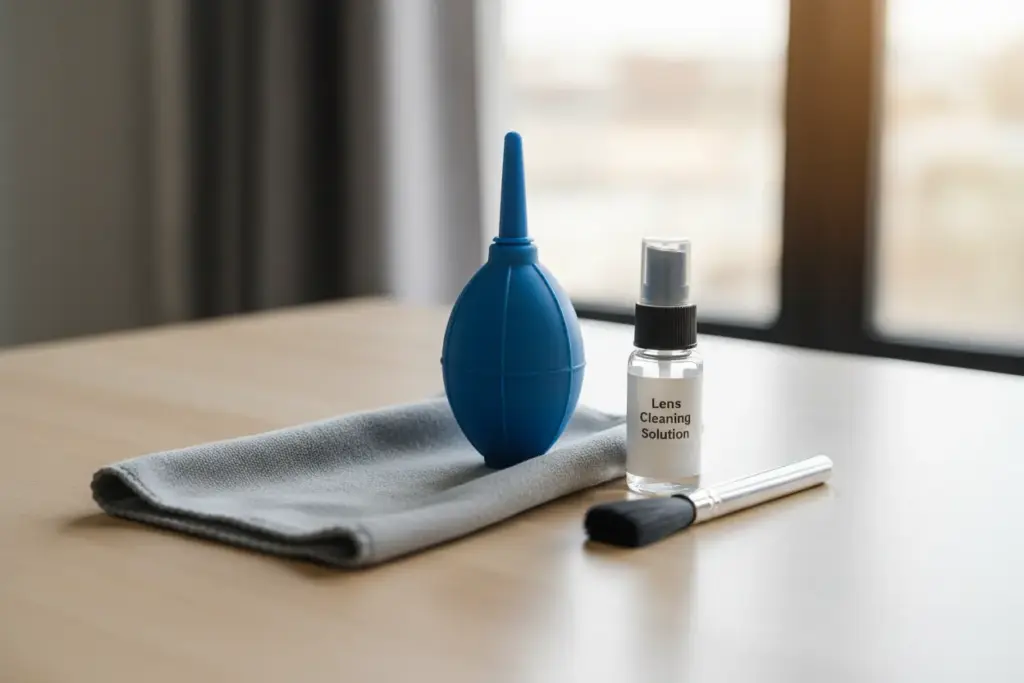 Saiba Como Limpar Lente de Câmera de Segurança de Forma Prática e Eficaz! 1 Kit de materiais profissionais para limpar lentes