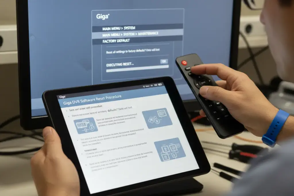 Como Resetar DVR Giga? Passo a Passo Completo para Você Resetar o DVR Giga Corretamente! 2 Passo a passo visual para resetar o DVR Giga