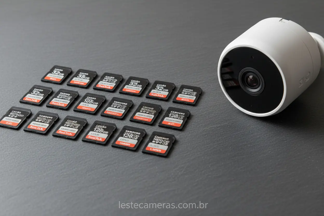 Cartões microSD de diferentes capacidades para câmeras de segurança