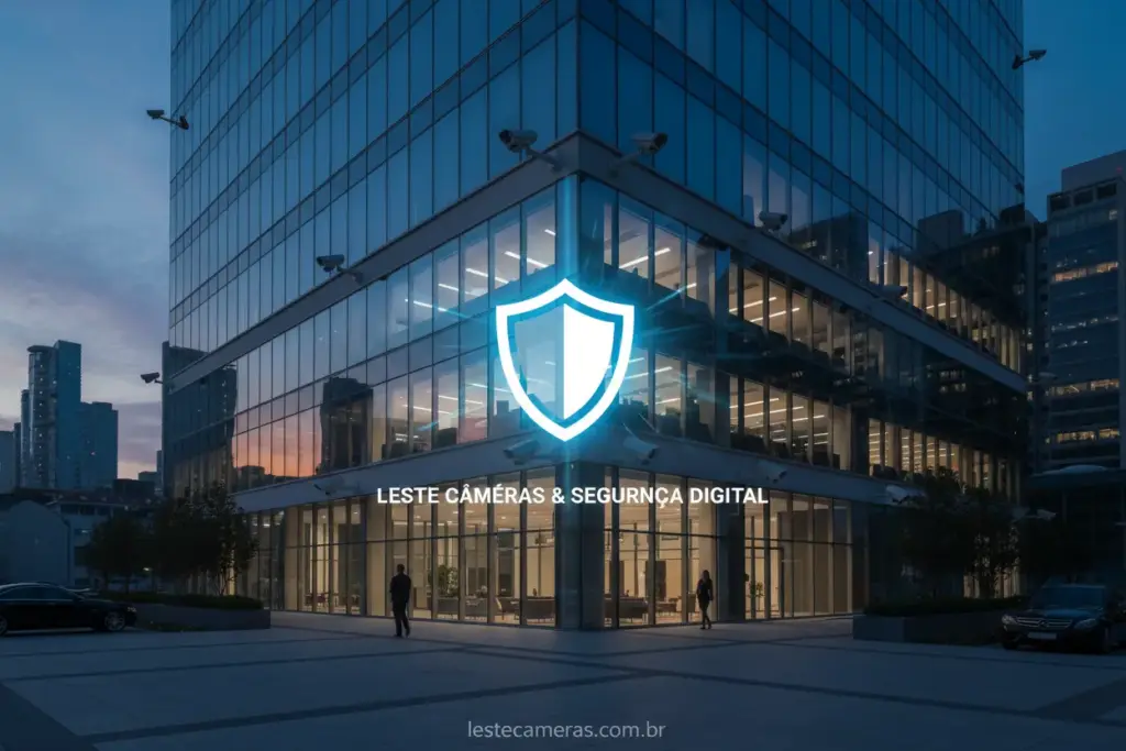 Fachada de empresa com câmeras de segurança instaladas