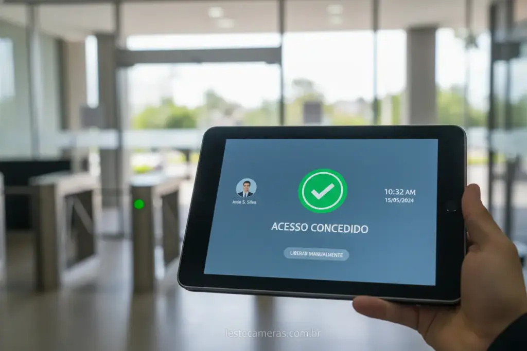 Interface digital de controle de acesso em tablet