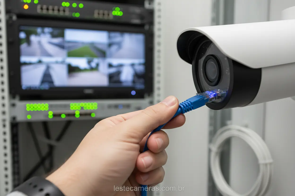 Facilidade de instalação de câmeras PoE.