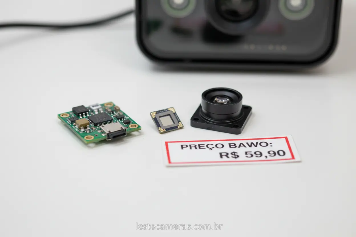 Componentes internos simples de uma câmera de segurança