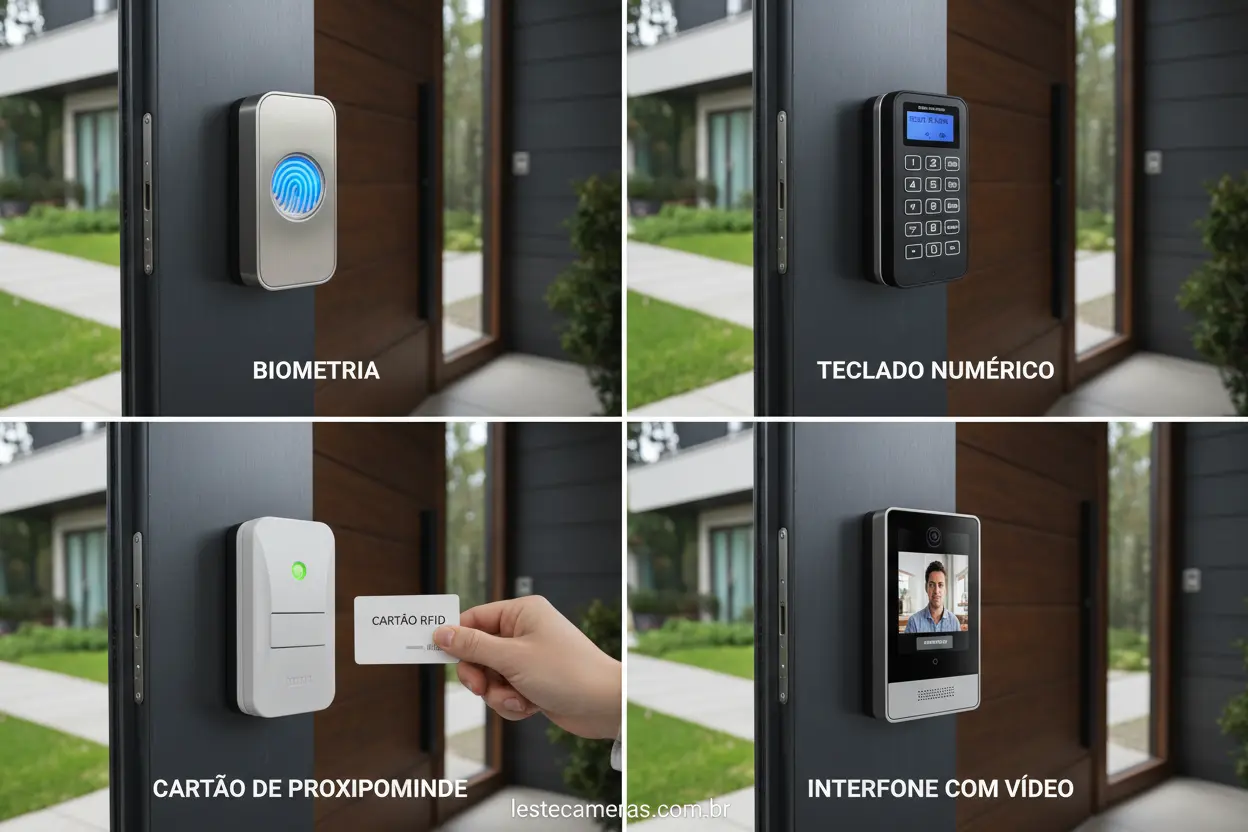 Diversos sistemas de controle de acesso para casas.